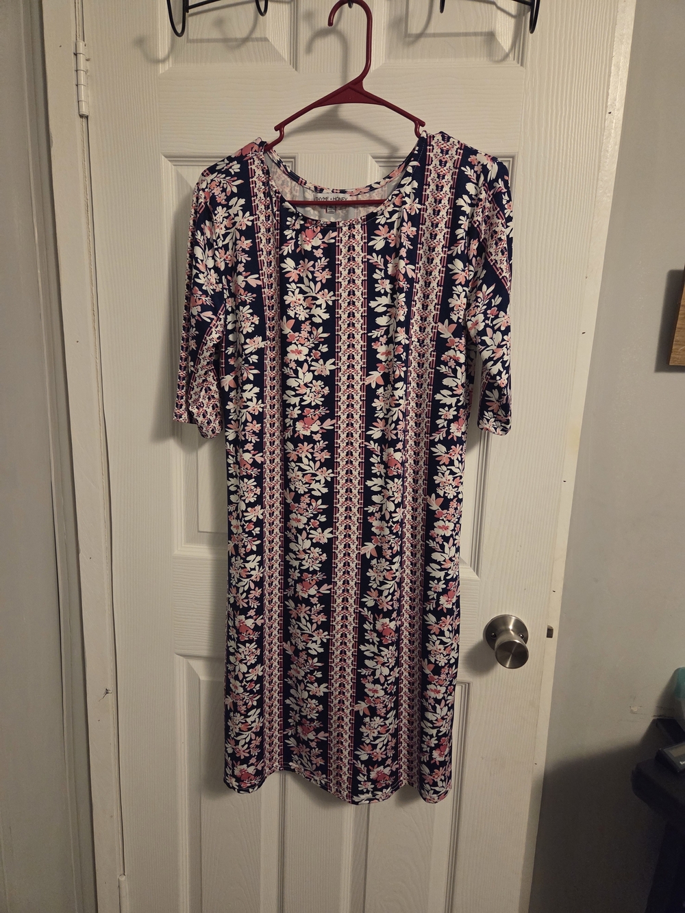 Floral Navy and Pink Shift Dress - Women